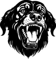 Rottweiler perro - negro y blanco aislado icono - vector ilustración