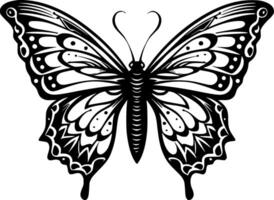 mariposa - negro y blanco aislado icono - vector ilustración