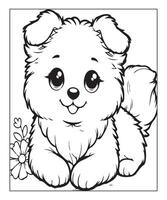 AI generated dog coloring page for kids vector