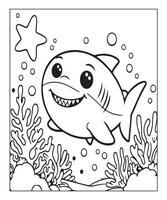 AI generated Ocean Shark coloring page, illustration vector