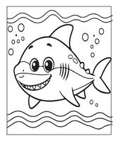 AI generated Ocean Shark coloring page, illustration vector