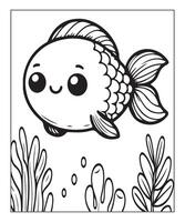 AI generated Fish coloring page for kids vector