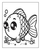 AI generated Fish coloring page for kids vector