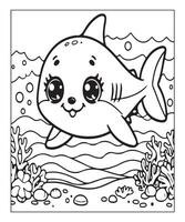 AI generated Ocean Shark coloring page, illustration vector