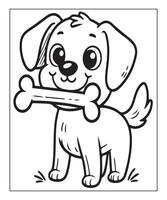 AI generated cute dog coloring page vector