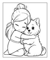 AI generated cute dog coloring page vector