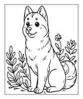 AI generated dog coloring page for kids vector