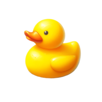 ai gerado uma brilhante amarelo borracha Pato brinquedo. png