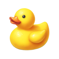 ai gerado uma brilhante amarelo borracha Pato brinquedo. png