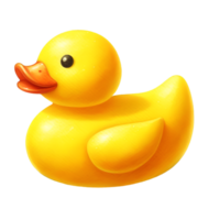 AI generated A bright yellow rubber duck toy. png