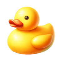 ai gerado uma brilhante amarelo borracha Pato brinquedo. png