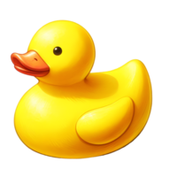 ai gerado uma brilhante amarelo borracha Pato brinquedo. png