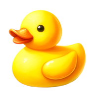 ai gerado uma brilhante amarelo borracha Pato brinquedo. png