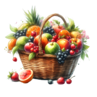 ai generado un cesta desbordante con Fresco frutas png