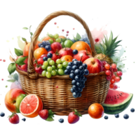 ai generado un cesta desbordante con Fresco frutas png