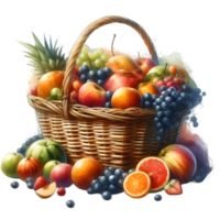 AI generated A basket overflowing with fresh fruits. png