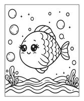 AI generated Fish coloring page for kids vector