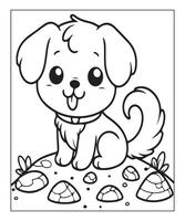 AI generated clean vector line art dog coloring page for kids