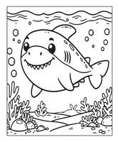 AI generated Ocean Shark coloring page, illustration vector