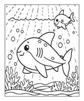 AI generated cute shark coloring page for kids vector