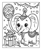 AI generated Elephant coloring page for kids. print this free printable elephant coloring page vector