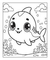 AI generated Ocean Shark coloring page, illustration vector