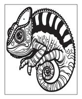 AI generated chameleon coloring page vector