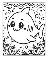 AI generated Ocean Shark coloring page, illustration vector