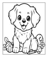 AI generated cute puppy coloring page illustration vector