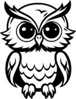 Owl Baby, Black and White Vector illustration