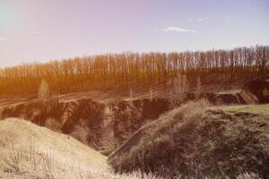 landscape with mountains, burn and sky, view of the city, mountains and trees in spring, spring photo