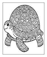 AI generated cute turtle coloring page for kids vector