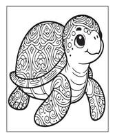 AI generated cute turtle coloring page for kids vector