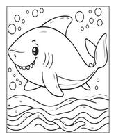 AI generated cute shark coloring page for kids vector