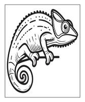 AI generated chameleon coloring page vector