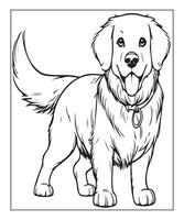 AI generated clean vector line art dog coloring page for kids