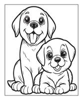 AI generated cute puppy coloring page illustration vector