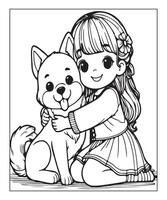 AI generated cute dog coloring page vector