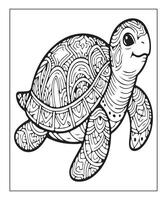 AI generated cute turtle coloring page for kids vector