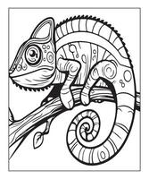 AI generated chameleon coloring page vector