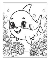 AI generated Ocean Shark coloring page, illustration vector