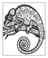 AI generated chameleon coloring page vector