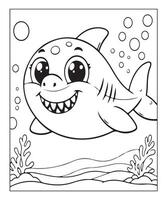 AI generated Ocean Shark coloring page, illustration vector