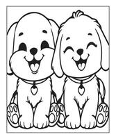 AI generated cute puppy coloring page illustration vector