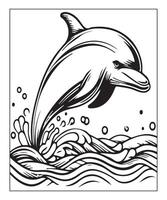 ai generado delfín colorante página para niños vector