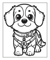 AI generated clean vector line art dog coloring page for kids