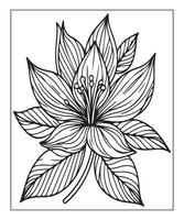 AI generated flower coloring page vector