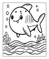 AI generated cute shark coloring page for kids vector