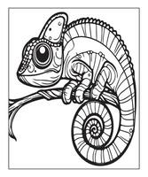 AI generated chameleon coloring page vector