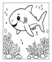 AI generated Ocean Shark coloring page, illustration vector